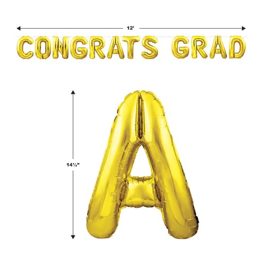 Beistle 12ft. Gold Congrats Grad Balloon Streamers, 2ct.
